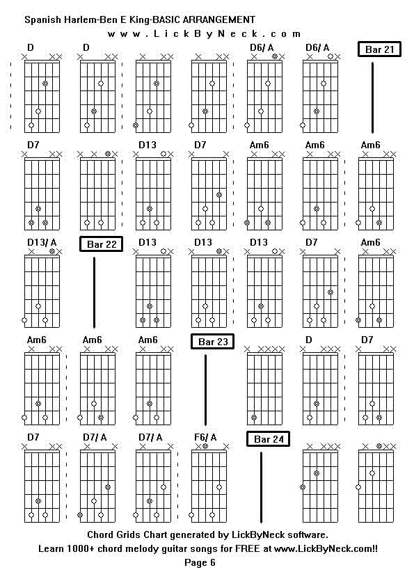 Chord Grids Chart of chord melody fingerstyle guitar song-Spanish Harlem-Ben E King-BASIC ARRANGEMENT,generated by LickByNeck software.